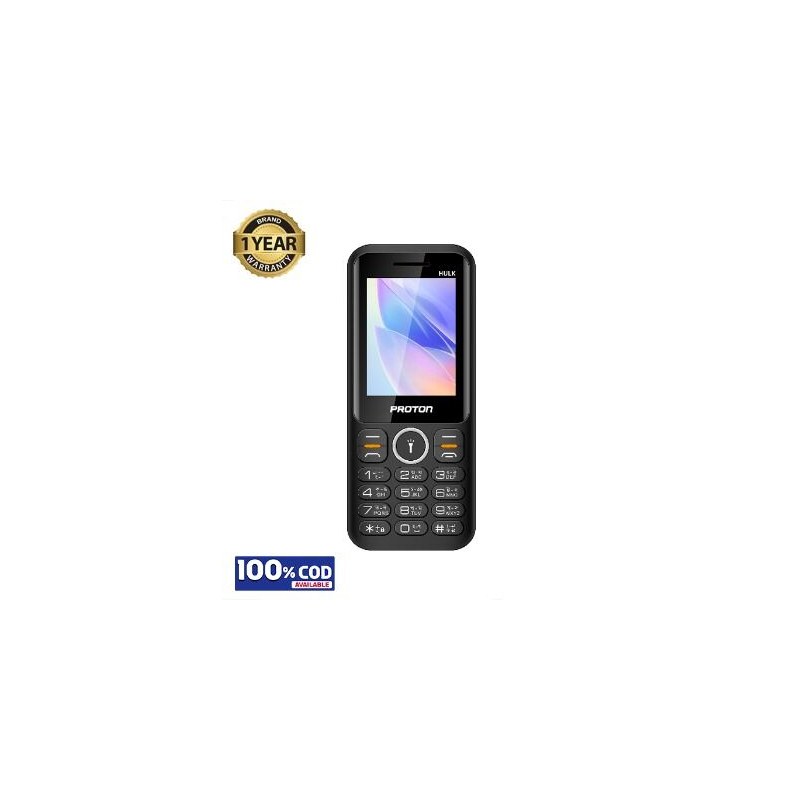 Proton Mobile Phone-RE-HULK with 3000mAh Li-ion Battery and 2.4 inch, Bright Color Display and Automatic Call Recorder (Multi Color) - 874050 with Free Delivery