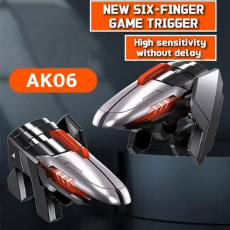 6 Finger Mobile Phone ABS Game Trigger AK06 for PUBG Aim Shooting L1 R1 Alloy Key Button for IOS Android NEW Gamepad Controller
