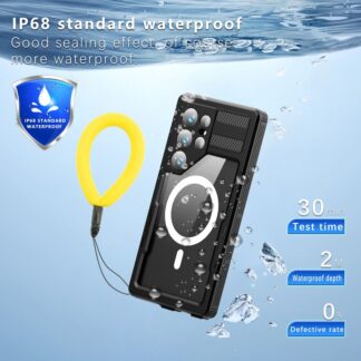 IP68 Waterproof Phone Case with Magnetic Lanyard for   S25 Ultra S24 (Note: S23 Does Not Have a Magnetic Feature)