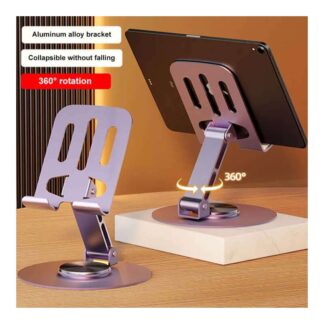 Full Metal 360 Degree Rotating Stress-Relieving Phone and Tablet Universal Stand - Desktop Phone Holder Aluminum Alloy Universal 720° Rotation Tablet Support Adjustable Stand Mount