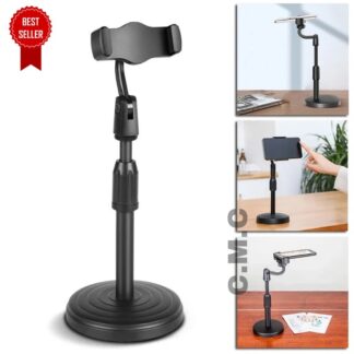 Adjustable Desktop Mobile Phone Holder Stand 360° Rotation & Height Adjustable Desk Stand for Live Streaming, Video Calls, Recording & Online Class Strong Base & Universal Compat