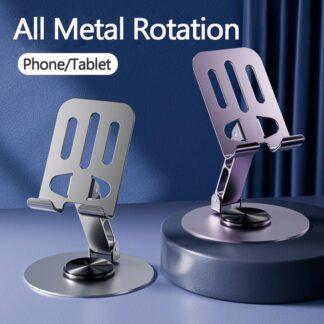 (High Quality) Full Metal 360 Degree Rotating Stress-Relieving Phone and Tablet Universal Stand - Desktop Phone Holder Aluminum Alloy Universal 720° Rotation Tablet Support Adjusta