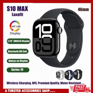 S10 Max Laxasfit Smart Watch 2.29 Inch AMOLED Display NFC Bluetooth Call WirelessCharging By Aura gadgets
