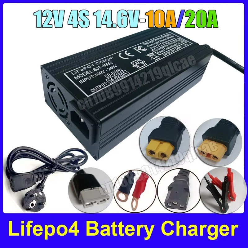 12V 20A Smart Battery Charger for Lifepo4 Lithium 4S 14.6V Fast Charger For iron Lithium Phosphate Battery Charging Pack
