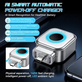 X01 Auto Eject Charging Separator 140W Type-C AI Smart Auto Power-Off Fast Charging Battery Protector Adapter