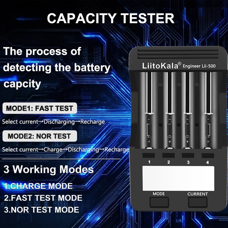 LiitoKala Lii-500 Universal Smart Charger: LCD-Equipped for Li-ion (18650/14500 Etc.) & Ni-MH (AA/AAA) Batteries