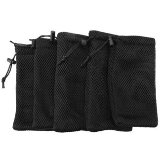 5pcs Black Color Nylon Mesh Drawstring Bag, 5" X 6" Inches Small Storage Pouch String Bags Perfectly for Gadgets, Sunglasses, Smartwatches, Smart Phones, Earphone,MP3 Players Porta
