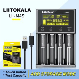 LiitoKala Lii-M4 M4S 18650 LCD Display Smart Charger Test Capacity Suitable For 3.7V 26650 18350 21700 18500 1.2V AA AAA 4 Slots