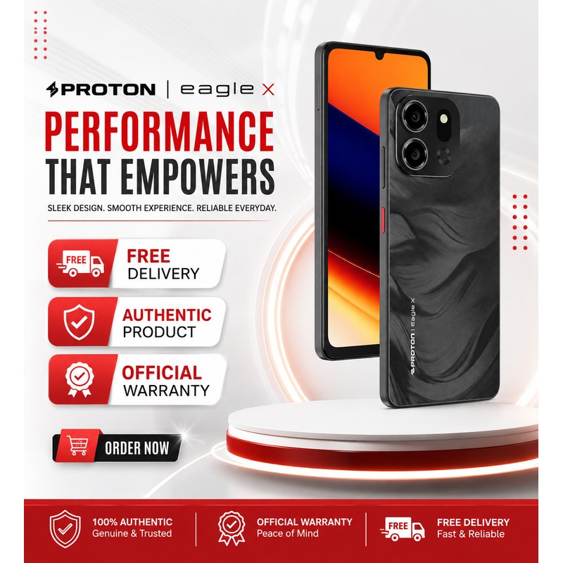Proton Eagle X Smartphone (4GB RAM + 128GB ROM) | 64MP AI Camera | 6000mAh Battery | Android 16 | Free Delivery | Official Warranty