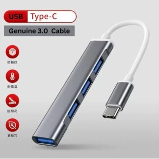 3.0 Type C 4 Port Hub Extensions USB Cable for Laptop and Smartphone