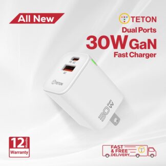 Teton 30W GaN Fast Charger Travel Charger Fast Wall Travel Chargers Adapter For iPhone  17/16/15/14/13/12 and Samsung/Android